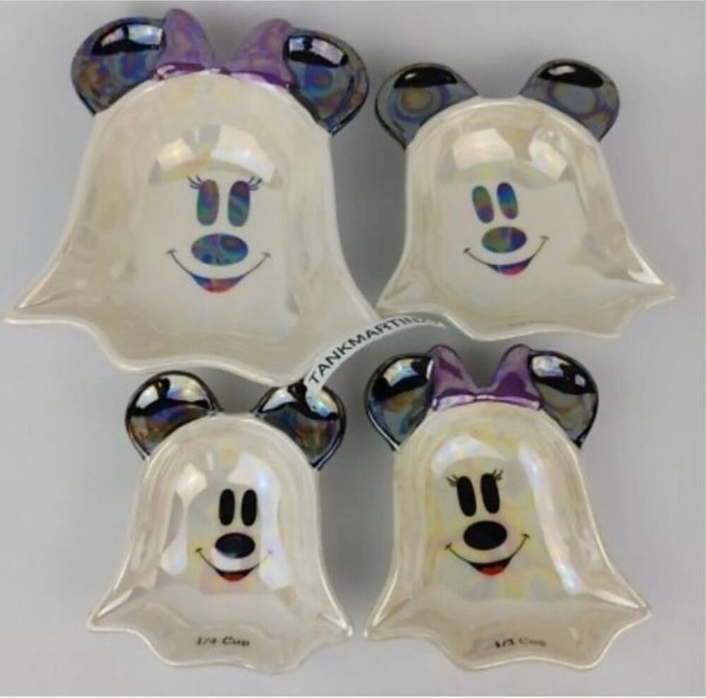 NWT Disney Parks Halloween Mickey and Minnie Mouse Ghost-Shaped Iridescent Set